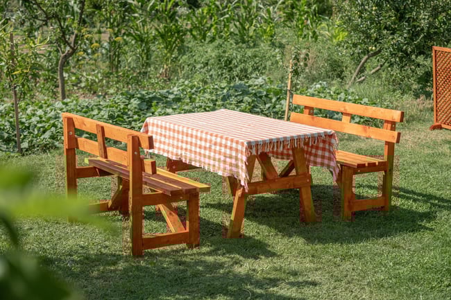 Alaçam Banklı Masa 6 Kişilik Kahverengi