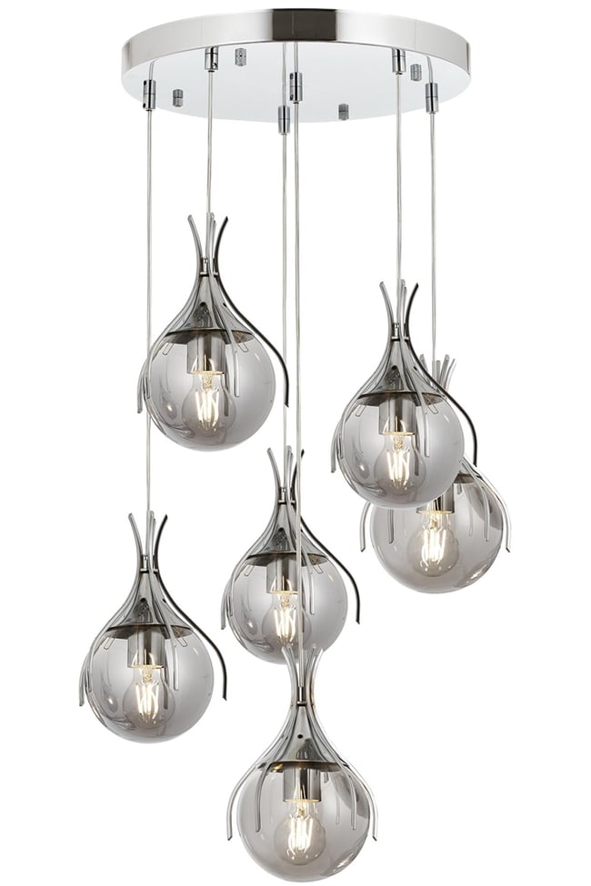 Avonni AV-1766-6KT Krom Kaplama Modern Avize E27 Metal Cam 50 cm