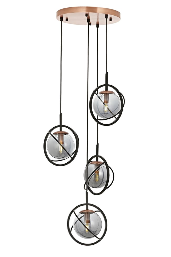 Avonni AV-1850-4T-BSY Siyah Boya Modern Avize E14 Metal Cam 35 cm