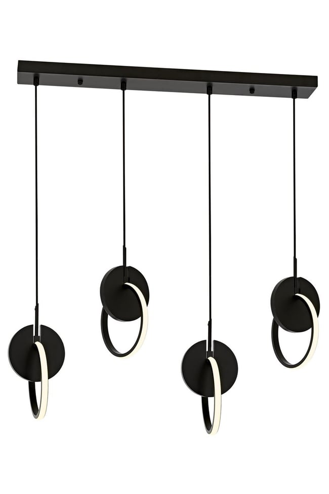 Avonni AV-1874-4Y-BSY Siyah Boya Modern Avize LED Metal Ahşap 80x12 cm