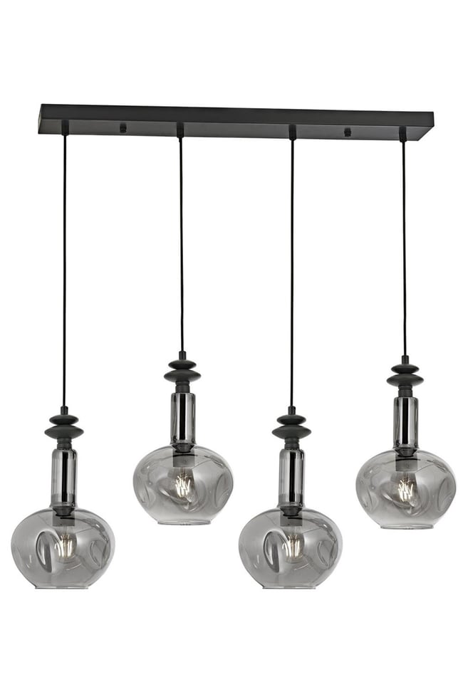 Avonni AV-1912-4Y-GR Siyah Kaplama Modern Avize E27 Metal Cam 80x12 cm
