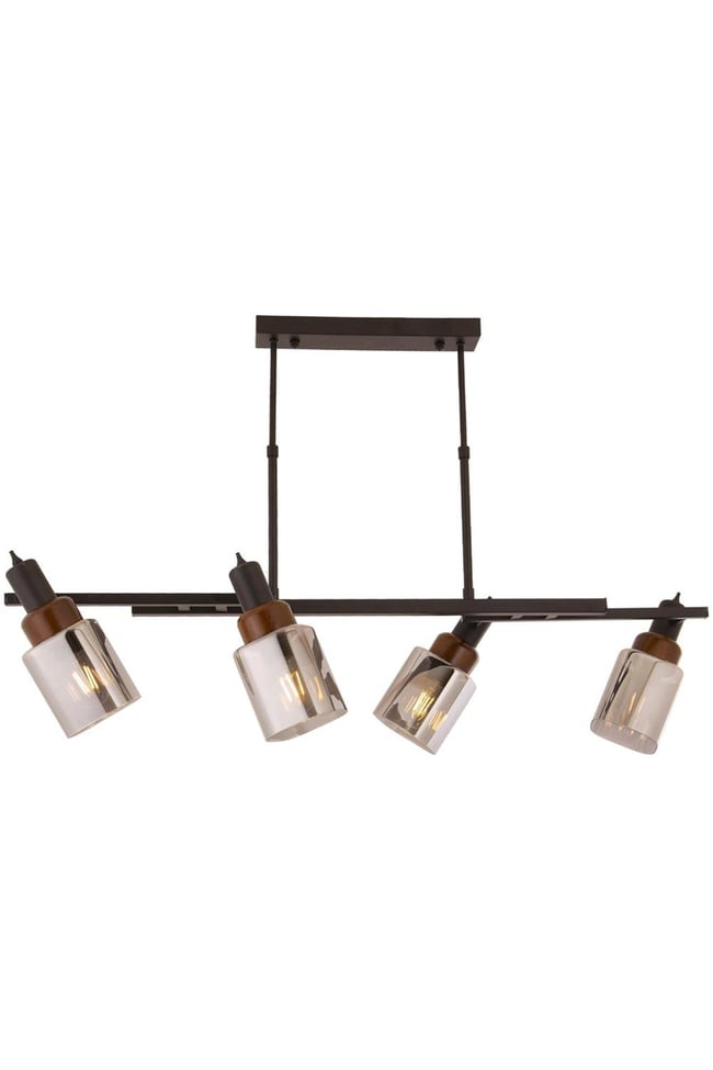 Avonni AV-1920-4Y-BSY Siyah Boya Modern Avize E27 Metal Ahşap 100x35 cm