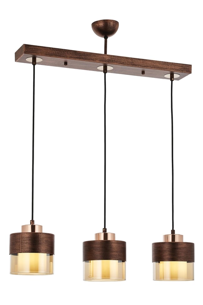 Avonni AV-4288-3Y-CPR Bakır Patina Boya Modern Avize E27 Metal Cam 70x15 cm