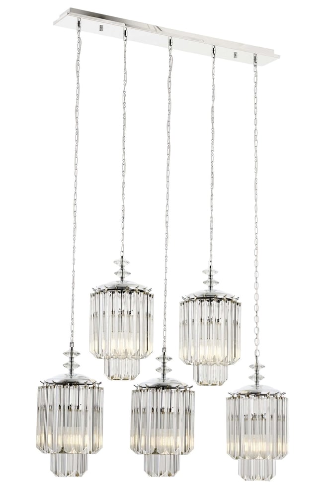 Avonni AV-4302-5KY Krom Kaplama Klasik Avize E27 Metal Kristal 80x10 cm