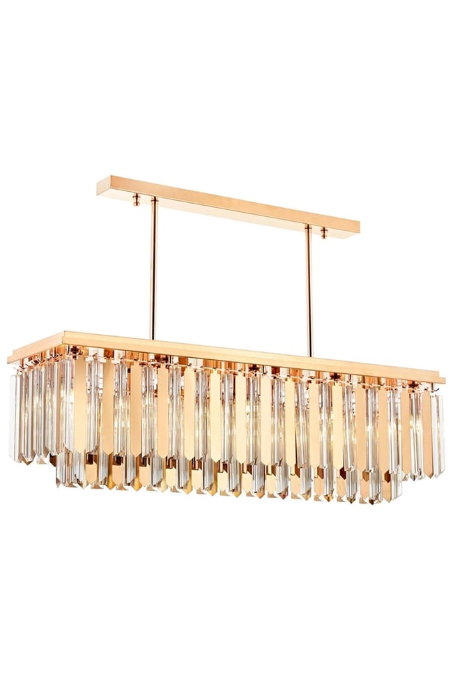 Avonni AV-4303-S30X100 Sarı Kaplama Klasik Avize E14 Metal Kristal 100x30 cm