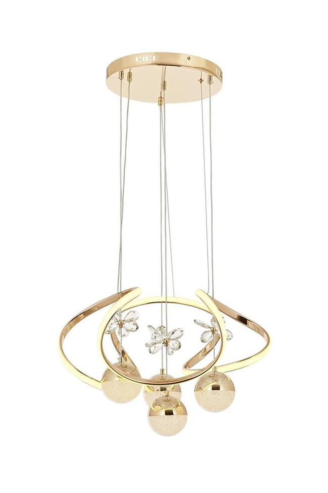 Avonni AV-5281-4S Sarı Kaplama Modern Avize LED Metal Cam 40 cm