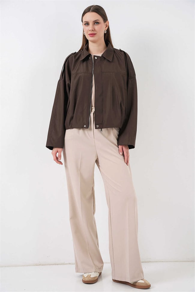 Bigdart 0732 Kahverengi Kadın Bomber Trenc 36-42