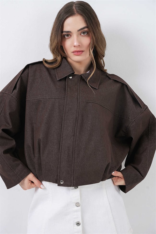 Bigdart 0737 Kahverengi Kadın Bomber Kot Ceket 36-42