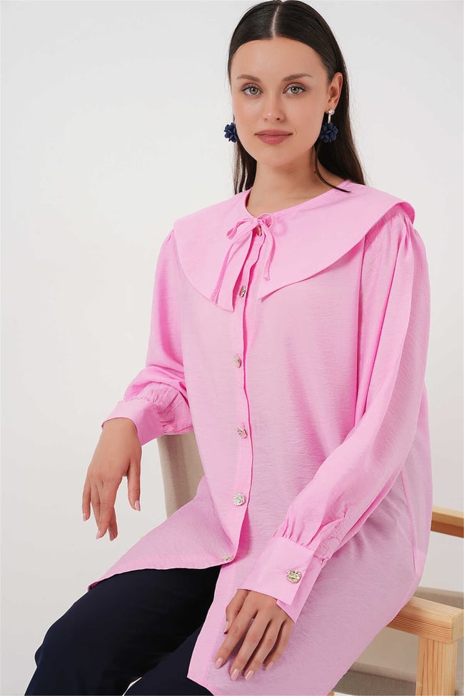 Bigdart 5967 Pembe Kadın Bebe Yaka Tunık 36-44