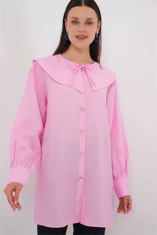 Bigdart 5967 Pembe Kadın Bebe Yaka Tunık 36-44