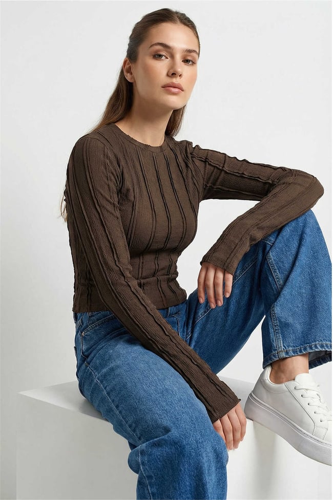 Bigdart 980 Kahverengi Kadın Bluz 36-42