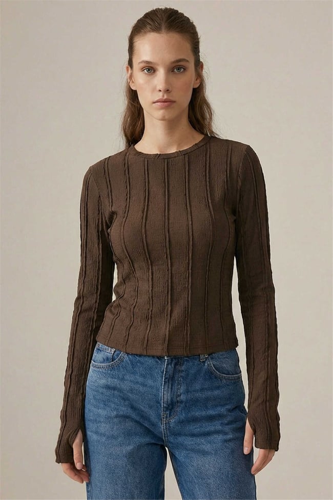 Bigdart 980 Kahverengi Kadın Bluz 36-42