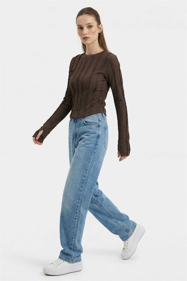 Bigdart 980 Kahverengi Kadın Bluz 36-42