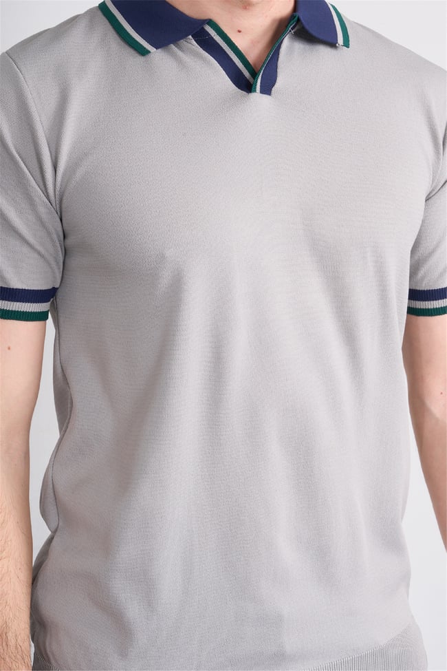 C.K Y26 804 Gri Erkek Triko Polo Yaka Tişört M-Xxl