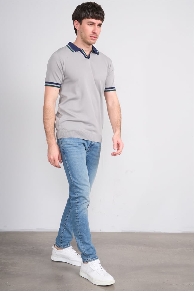 C.K Y26 804 Gri Erkek Triko Polo Yaka Tişört M-Xxl