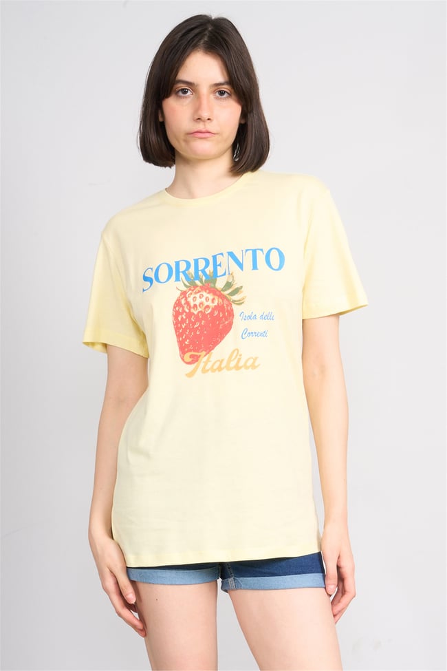 C.K Y26 8893 Fithit Kadın Bisiklet Yaka Regular Nakışlı T-shirt Uçuk Sarı