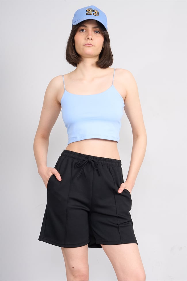 C.K Y26 8453 Fithit Byn Ip Askılı Penye Crop Atlet Bebe Mavi