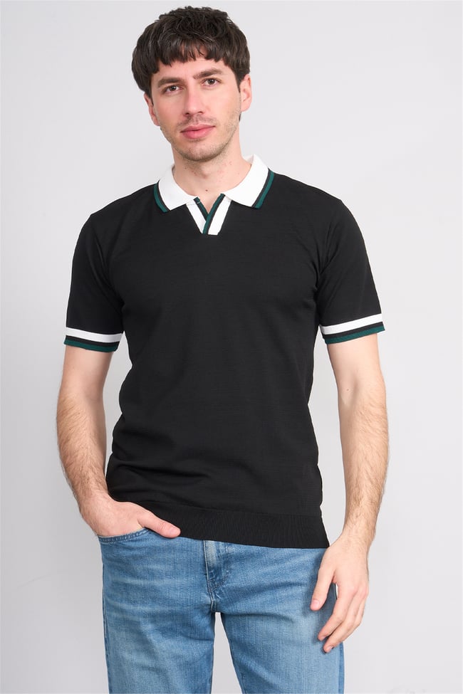 C.K Y26 804 Siyah Erkek Triko Polo Yaka Tişört M-Xxl