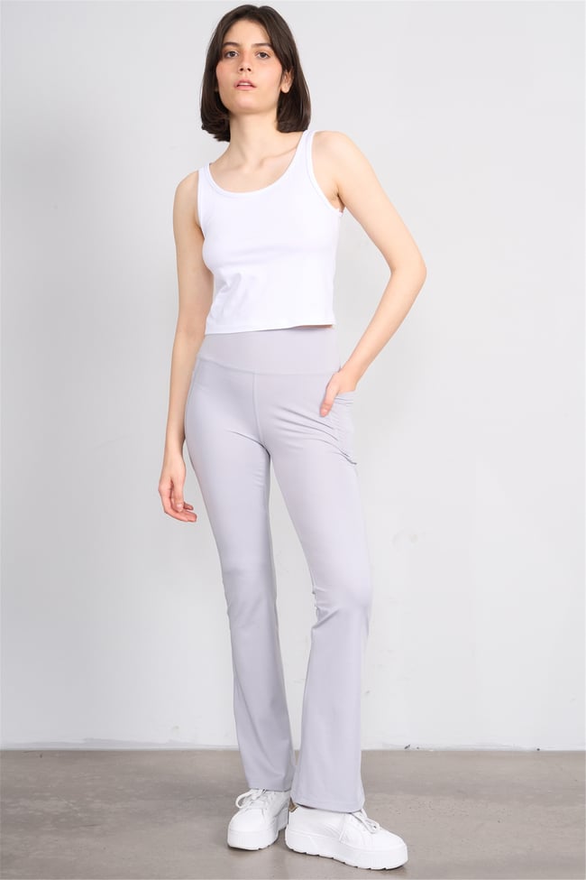 C.K Y26 8282 Fithit Byn Askılı Penye Crop Atlet Beyaz