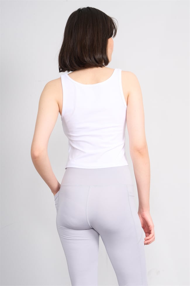 C.K Y26 8282 Fithit Byn Askılı Penye Crop Atlet Beyaz