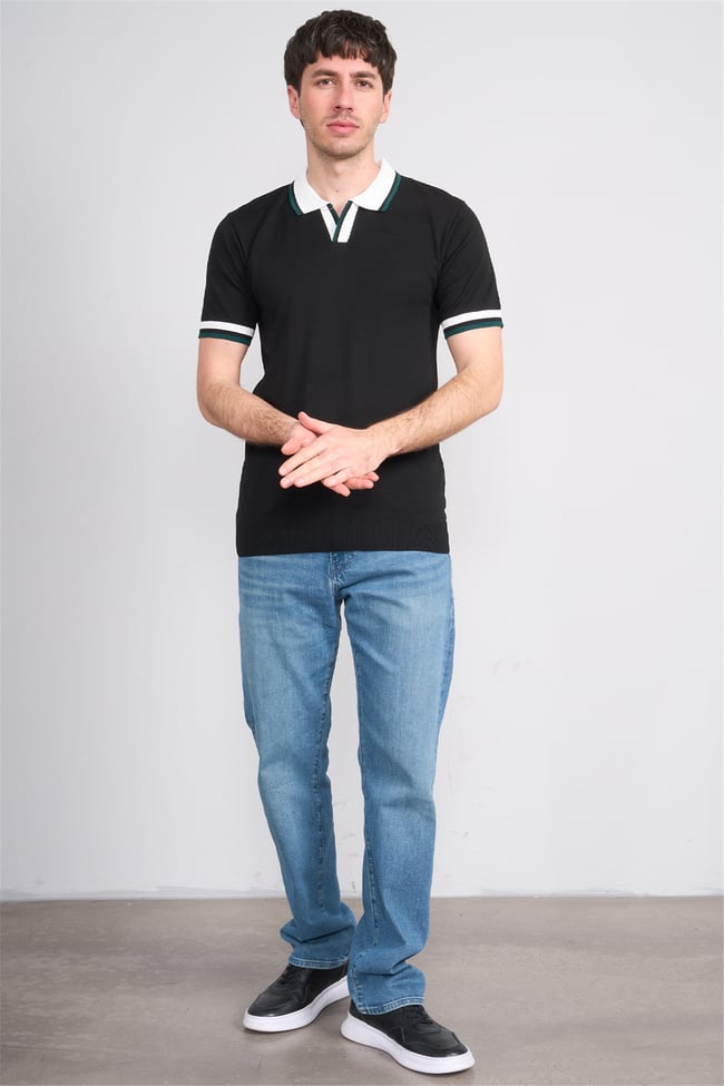 C.K Y26 804 Siyah Erkek Triko Polo Yaka Tişört M-Xxl
