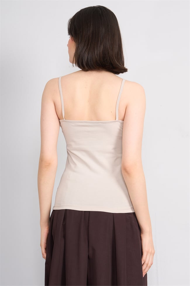 C.K Y26 8446 Fithit Byn Ip Askılı Dantellı Penye Atlet Vizon