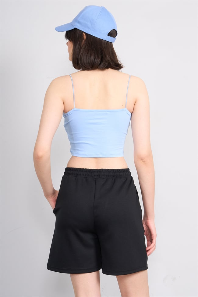 C.K Y26 8453 Fithit Byn Ip Askılı Penye Crop Atlet Bebe Mavi