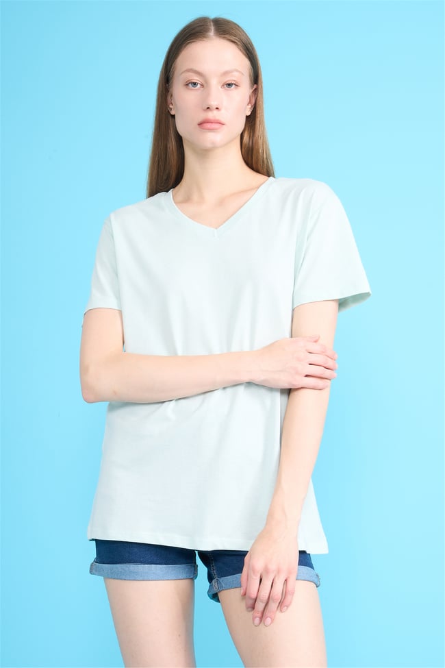 C.K Y26 3265 Fithit Byn V Yk. 30/1 Penye Basic Regular T-shirt Cagla