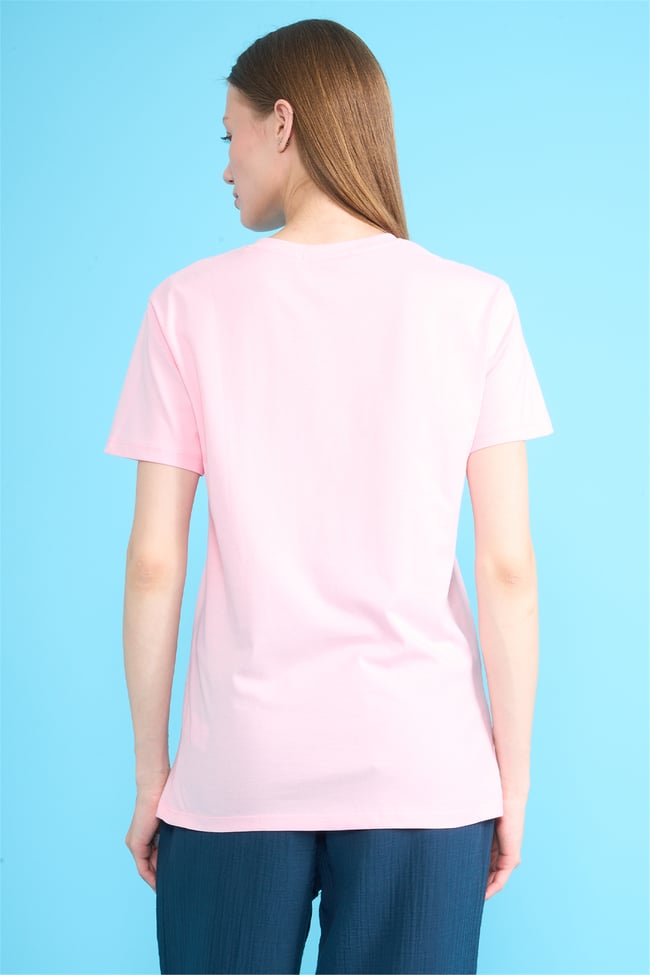 C.K Y26 3265 Fithit Byn V Yk. 30/1 Penye Basic Regular T-shirt A.Pembe