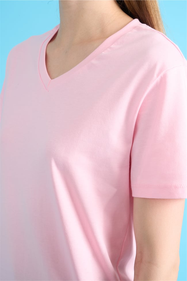 C.K Y26 3265 Fithit Byn V Yk. 30/1 Penye Basic Regular T-shirt A.Pembe