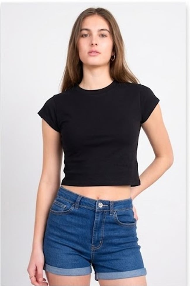 C.K Y26 3266 Fithit Byn B.Yk 30/1 Penye Crop T-shirt Siyah