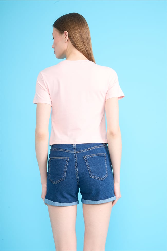 C.K Y26 8505 Fithit Byn B.Yk Penye Crop T-shirt Pembe