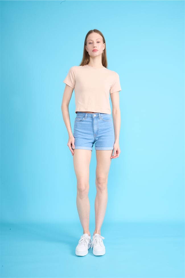 C.K Y26 8505 Fithit Byn B.Yk Penye Crop T-shirt Vizon
