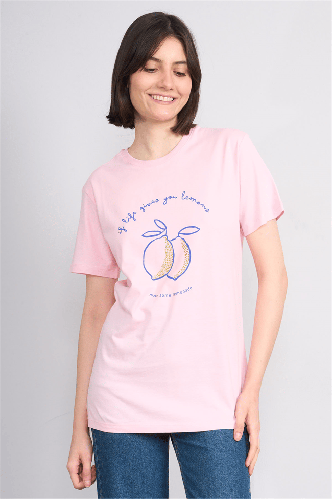 C.K Y26 8792 Fithit Byn B.Yk Regular Baskılı T-shirt A.Pembe