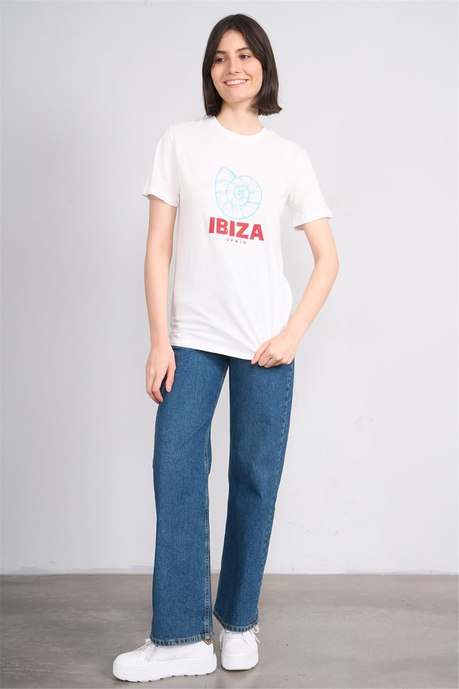 C.K Y26 8840 Fithit Byn B.Yk Regular Baskılı T-shirt Krem