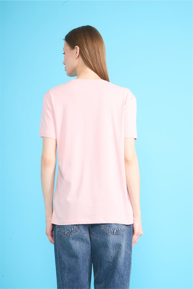 C.K Y26 8903 Fithit Byn B.Yk Regular Nakışlı T-shirt Pudra