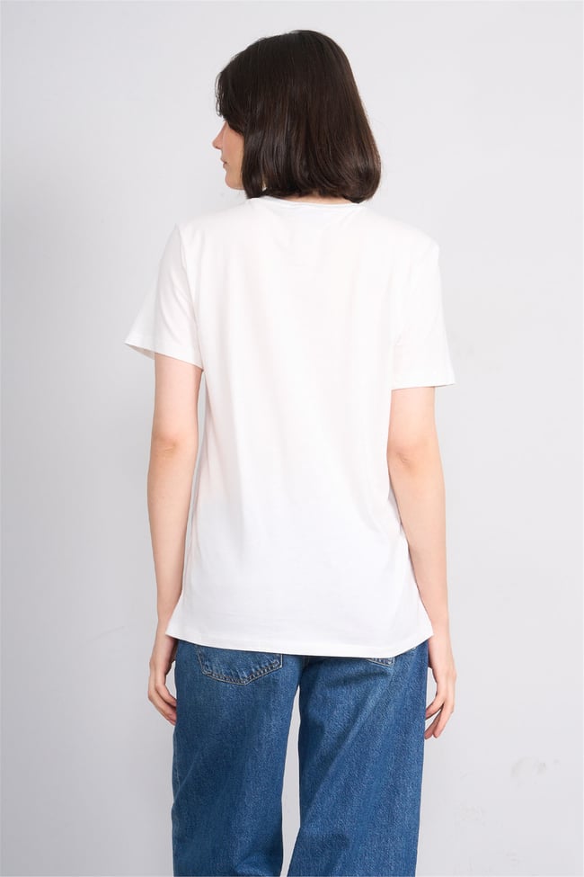 C.K Y26 8949 Fithit Byn B.Yk Regular Nakışlı T-shirt Krem