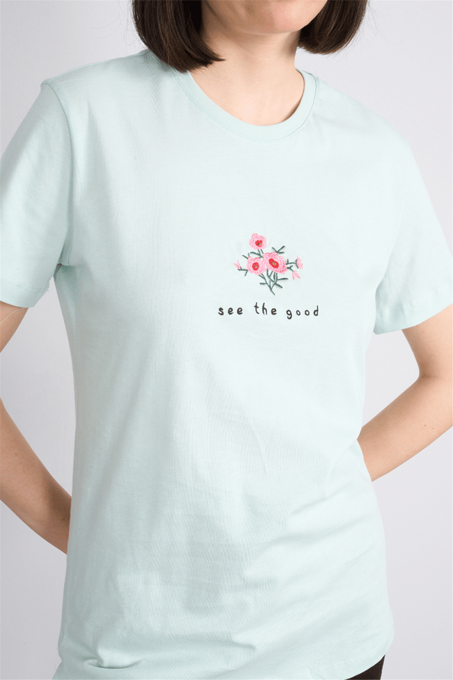 C.K Y26 8950 Fithit Byn B.Yk Regular Nakışlı T-shirt Cagla