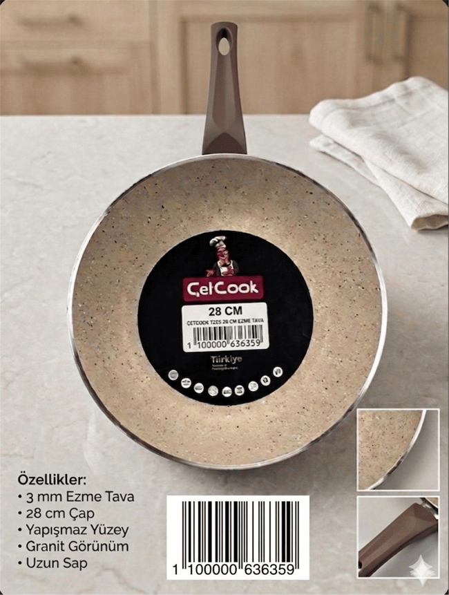 CETCOOK T225 28 CM EZME TAVA