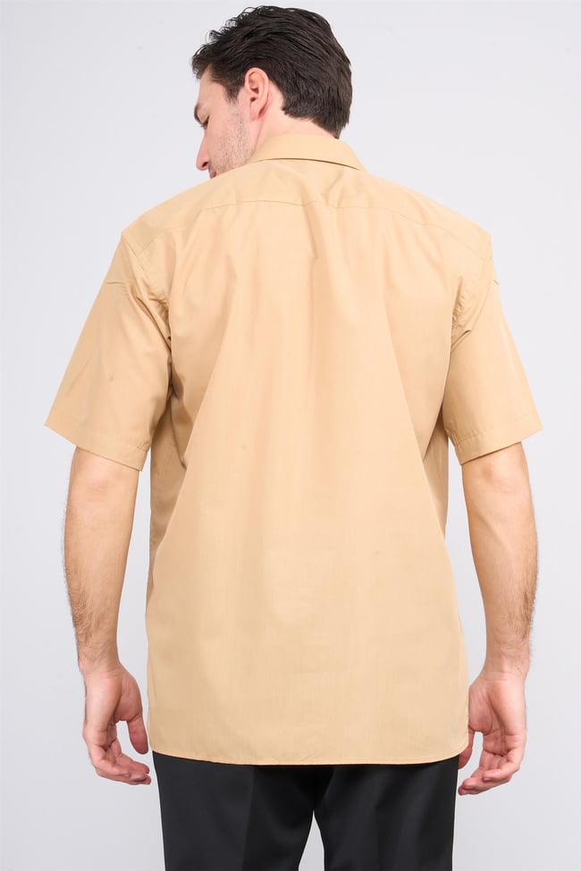 Çetinkaya 310D Erkek Kısa Kol Terry Cotton Gömlek 1-3 Camel