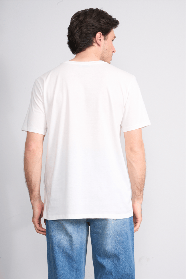 Çetinkaya Chester Polo 4213 Bisiklet Yaka Regular Baskılı T-shirt Krem