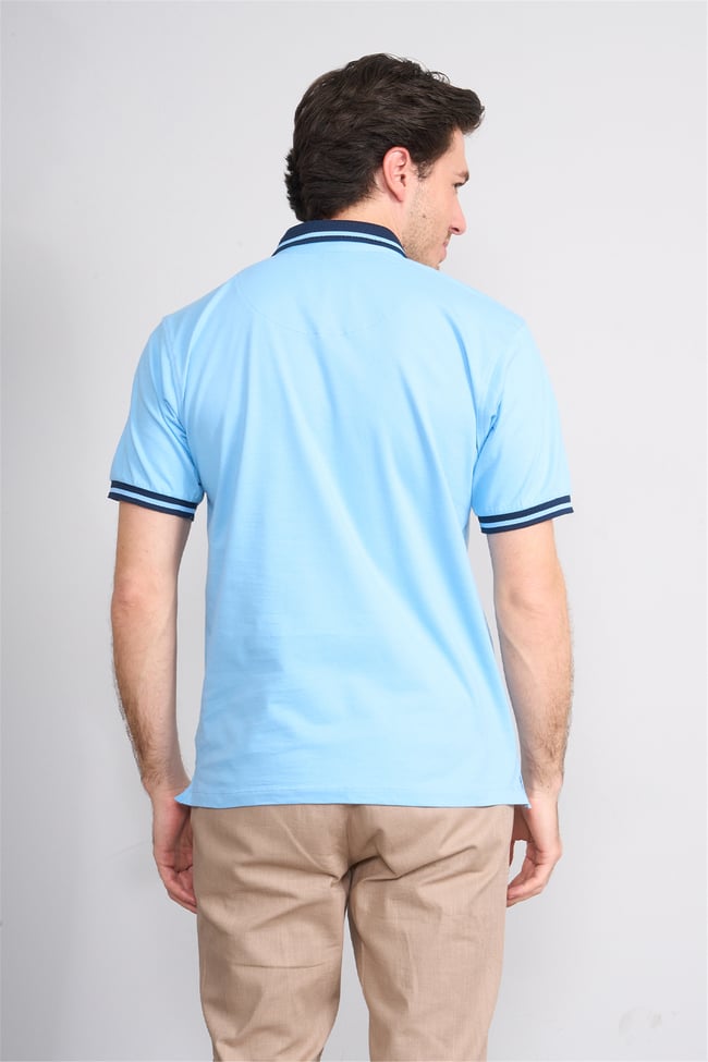 Çetinkaya Chester Polo 4704 Polo Yaka Regular 36/1 Pike T-shirt Mavi