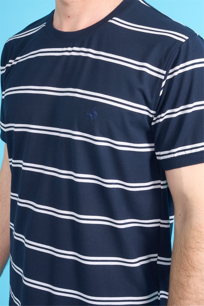Çetinkaya Chester Polo 4720 Bisiklet Yaka Regular Ringel Süprem T-shirt Lacivert