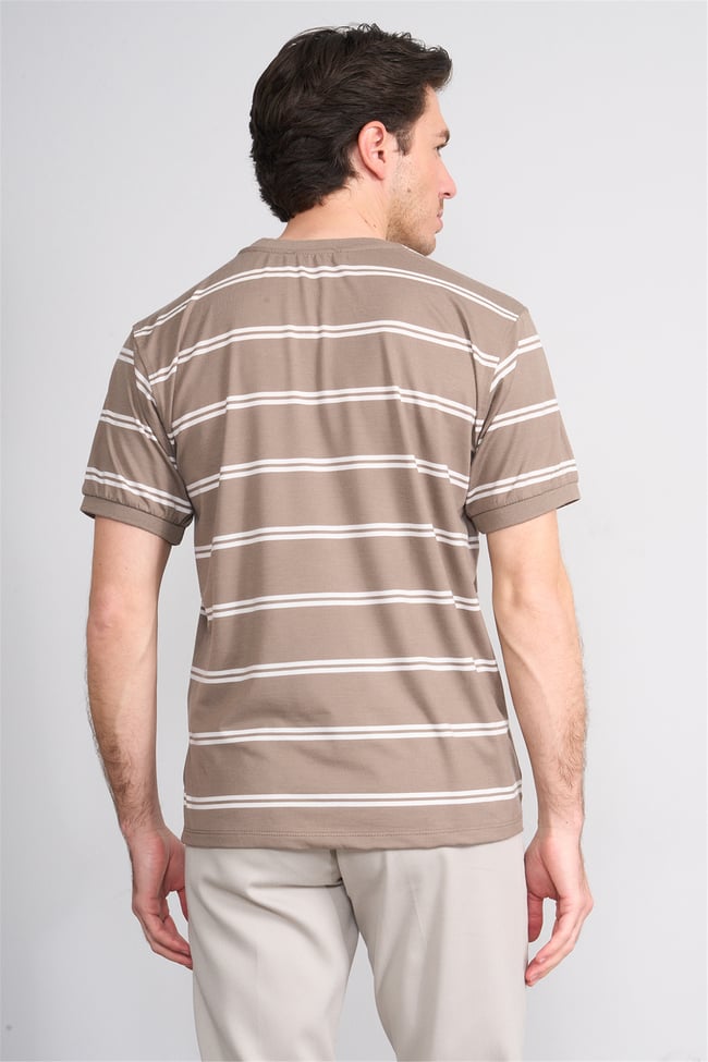 Çetinkaya Chester Polo 4720 Bisiklet Yaka Regular Ringel Süprem T-shirt Vizon