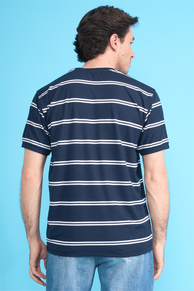 Çetinkaya Chester Polo 4720 Bisiklet Yaka Regular Ringel Süprem T-shirt Lacivert