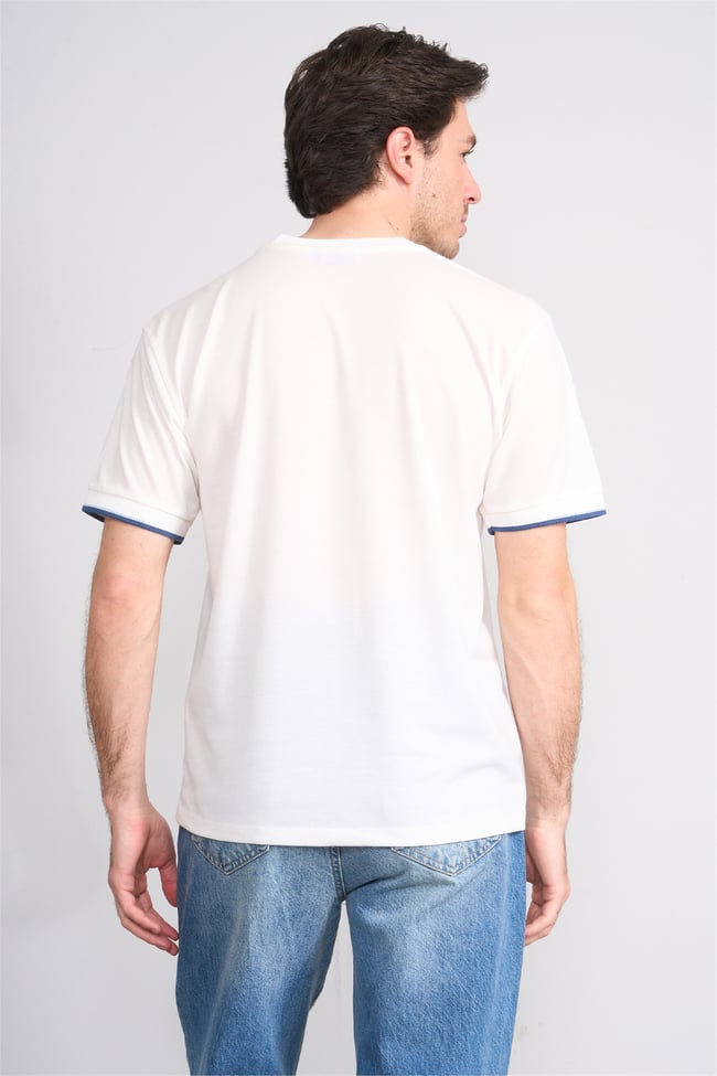 Çetinkaya Chester Polo 4723 Bisiklet Yaka Regular Likralı Pike T-shirt Beyaz