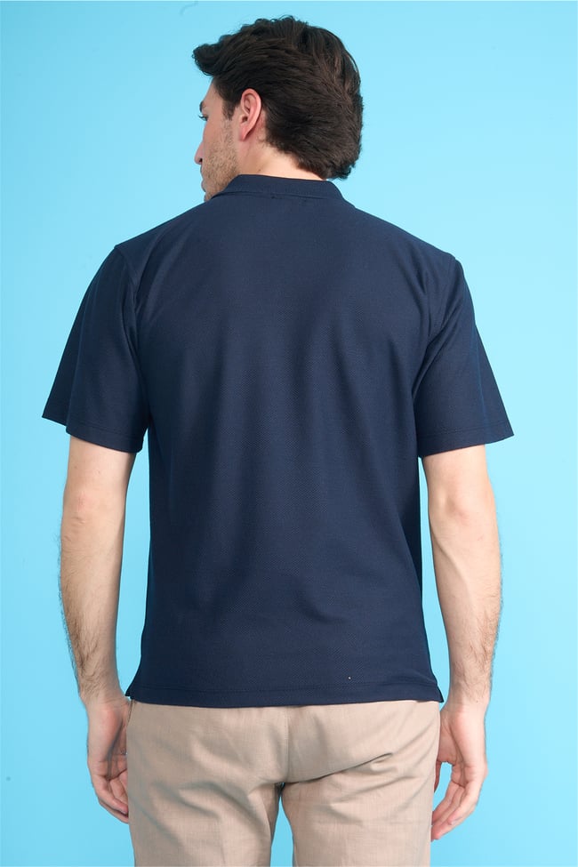 Çetinkaya Chester Polo 4727 Fermuarlı Polo Yaka Regular Jakarlı T-shirt Lacivert