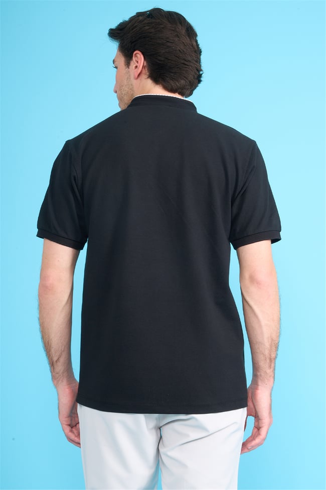 Çetinkaya Chester Polo 4728 Hakim Yaka Regular 30/1 Pike T-shirt Siyah
