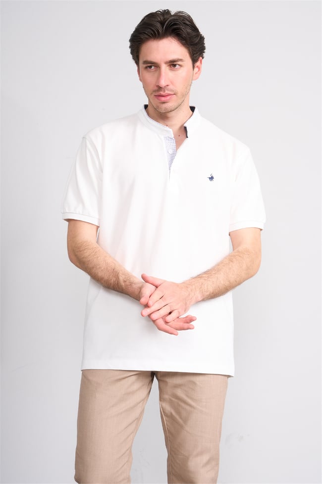 Çetinkaya Chester Polo 4728 Hakim Yaka Regular 30/1 Pike T-shirt Beyaz