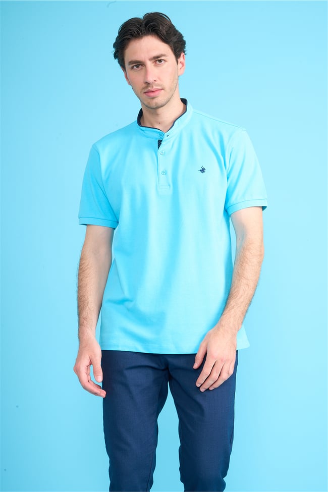 Çetinkaya Chester Polo 4728 Hakim Yaka Regular 30/1 Pike T-shirt Turkuaz